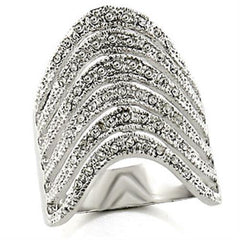 Alamode Rhodium Brass Ring with Top Grade Crystal in Clear - Alamode