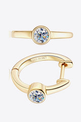 18k Gold-Plated Inlaid Moissanite Huggie Earrings - Trendsi