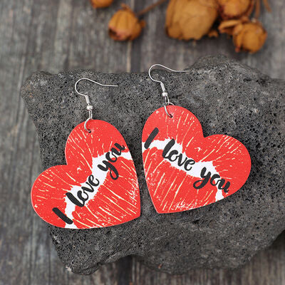 I LOVE YOU Heart Leather Earrings - Flyclothing LLC