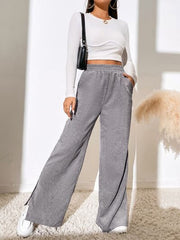 Slit Pocketed High Waist Wide Leg Pants - Flyclothing LLC