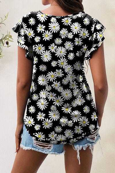 Printed Round Neck Short Sleeve T-Shirt - Trendsi