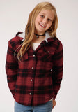 Roper Girls Long Sleeve Snap Cranberry Plaid Western Shirt Jacket