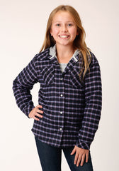 Roper Girls Long Sleeve Snap Thermal Lined Flannel Shirt Jacket