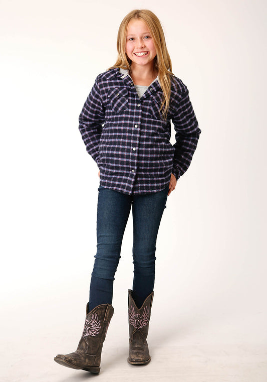 Roper Girls Long Sleeve Snap Thermal Lined Flannel Shirt Jacket - Flyclothing LLC