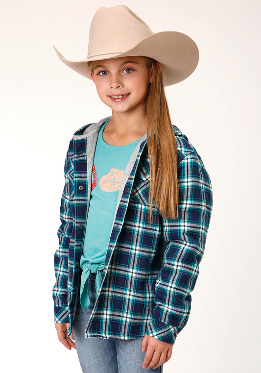 Roper Girls Long Sleeve Snap Thermal Lined Flannel Shirt Jacket