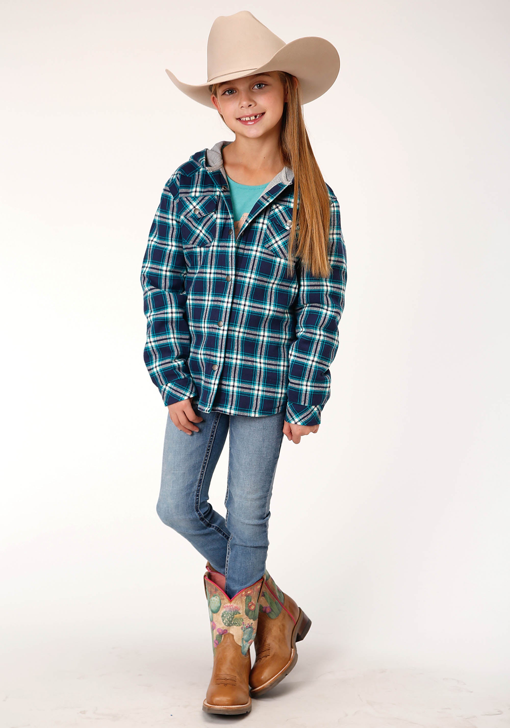 Roper Girls Long Sleeve Snap Thermal Lined Flannel Shirt Jacket - Flyclothing LLC