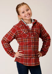 Roper Girls Long Sleeve Snap Thermal Lined Flannel Shirt Jacket