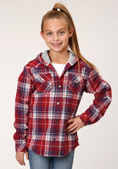 Roper Girls Long Sleeve Snap Thermal Lined Flannel Shirt Jacket