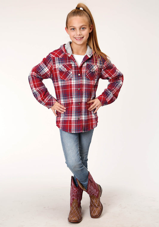 Roper Girls Long Sleeve Snap Thermal Lined Flannel Shirt Jacket - Flyclothing LLC