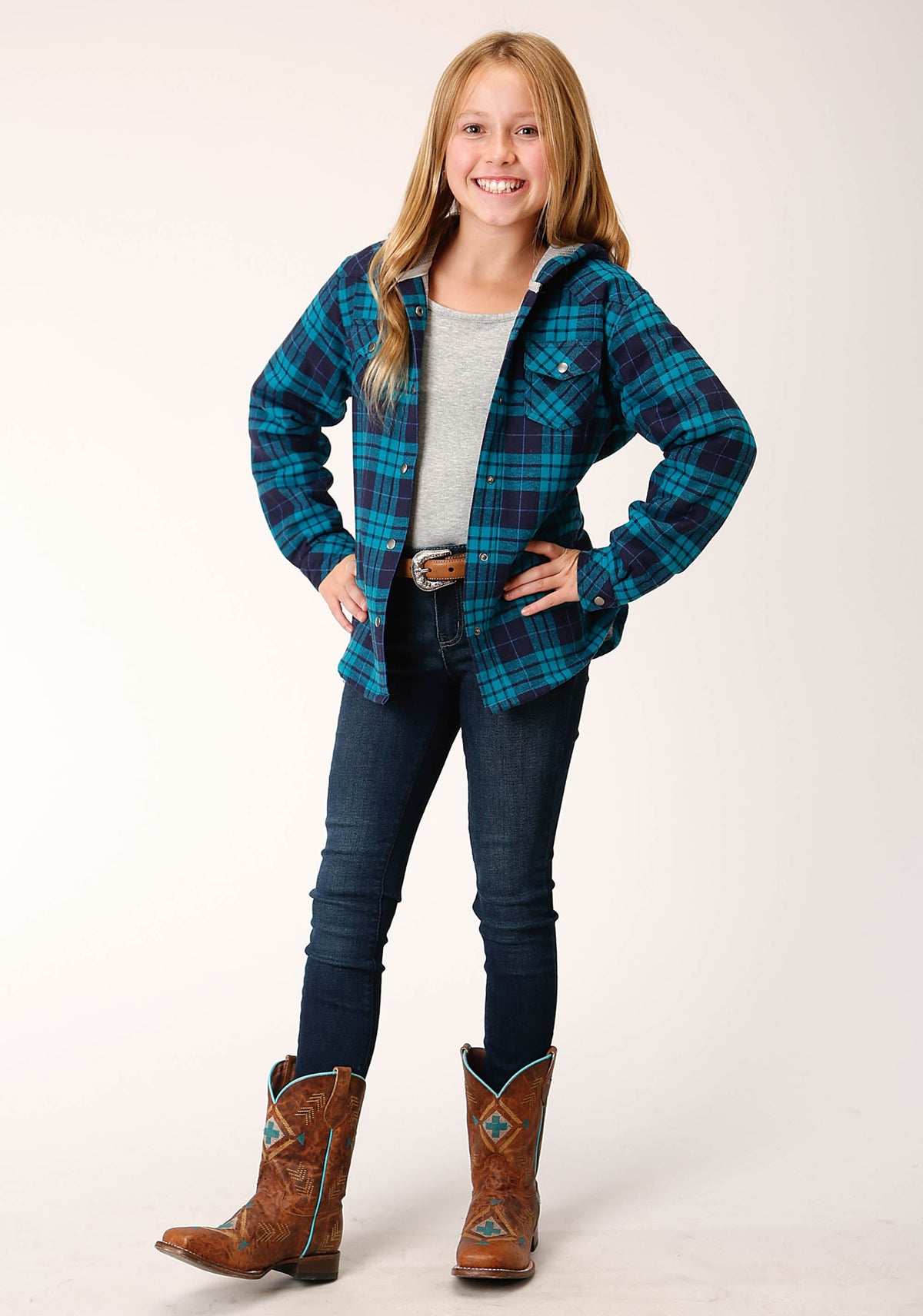 Roper Girls Long Sleeve Snap Thermal Lined Flannel Shirt Jacket - Flyclothing LLC