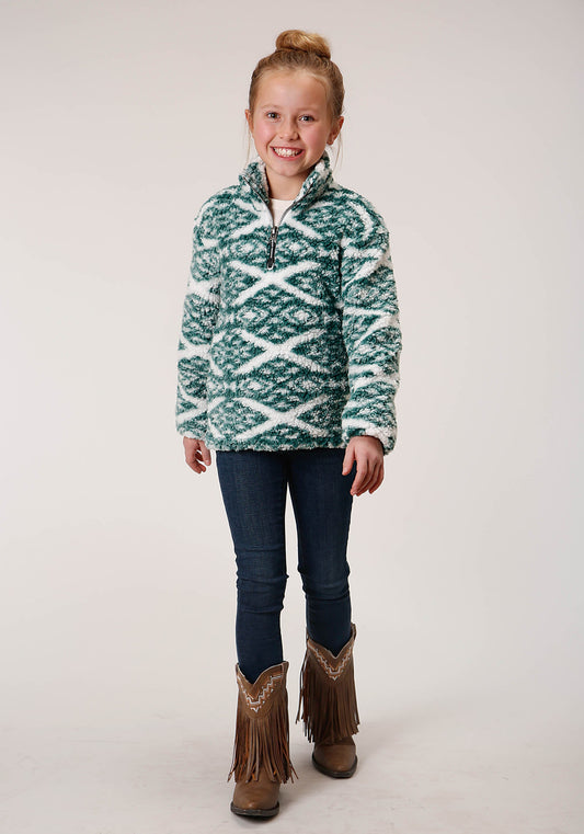 Roper Girls Womens Diamond Print Polar Fleece Pullover - Flyclothing LLC