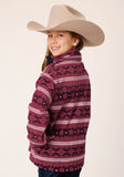 Roper Girls Womens Rusty Red Aztec Print Polar Fleece Pullover - Flyclothing LLC