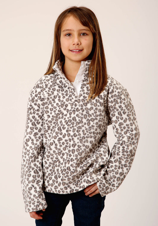 Roper Girls Womens Snow Leopard Print Polar Fleece Pullover