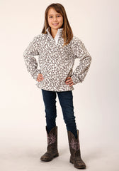 Roper Girls Womens Snow Leopard Print Polar Fleece Pullover - Flyclothing LLC