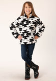 Roper Girls Womens Black White Aztec Polar Fleece Pullover - Flyclothing LLC