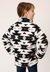 Roper Girls Womens Black White Aztec Polar Fleece Pullover - Flyclothing LLC