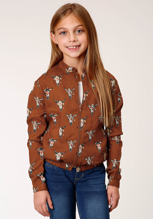 Roper Girls Cowskulls Print Bomber Style Jacket