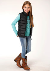 Roper Girls Crushable Poly Filled Black Down Vest - Flyclothing LLC