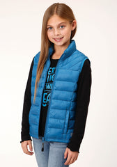 Roper Girls Crushable Poly Filled Teal Down Vest