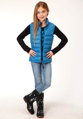 Roper Girls Crushable Poly Filled Teal Down Vest - Flyclothing LLC