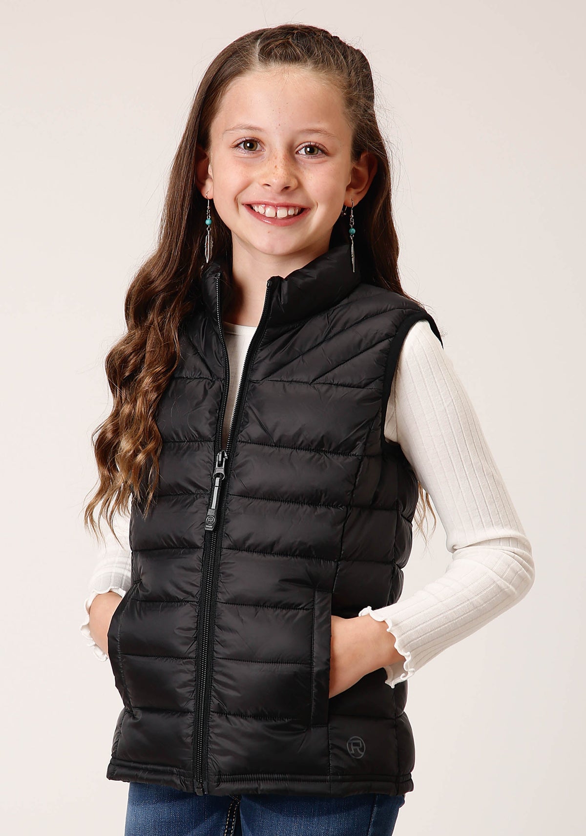 Roper Girls Black Nylon Parachute Down Vest