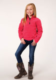 Roper Girls Melange Neon Pink Micro Polar Fleece Pullover - Flyclothing LLC