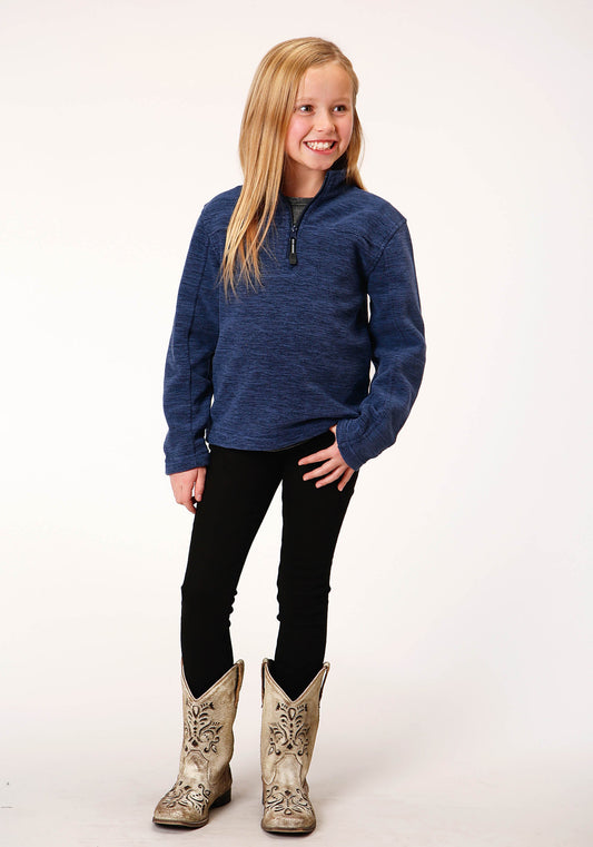 Roper Girls Melange Navy Micro Polar Fleece Pullover - Flyclothing LLC