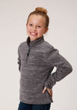 Roper Girls Melange Grey Micro Polar Fleece Pullover