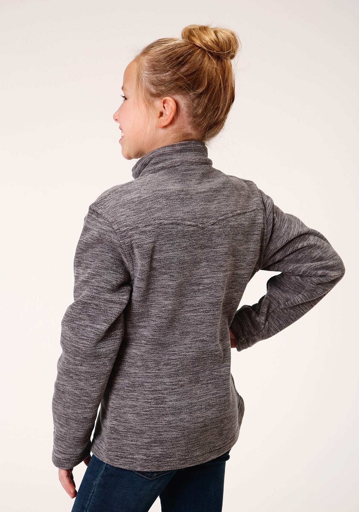 Roper Girls Melange Grey Micro Polar Fleece Pullover - Flyclothing LLC