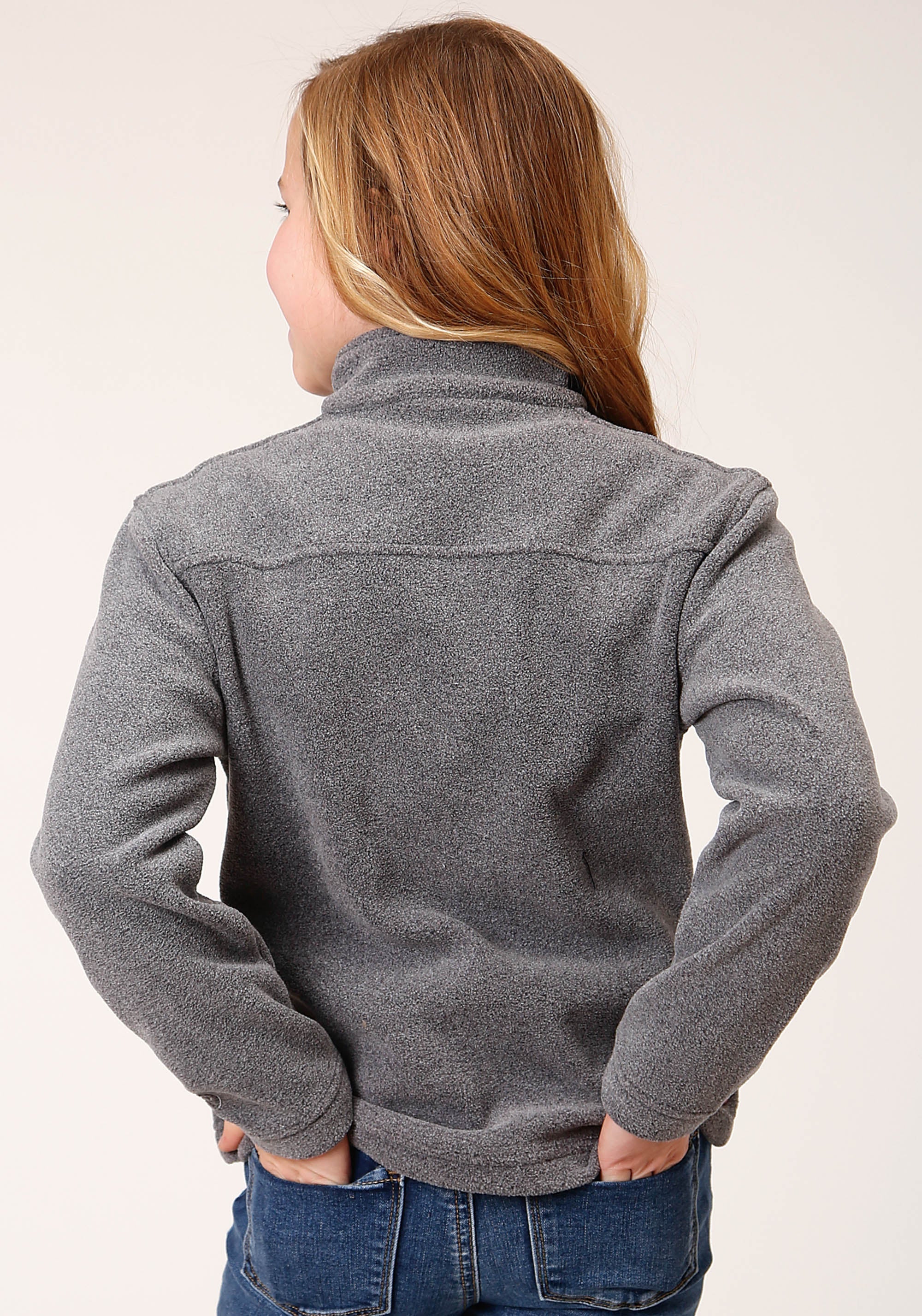 Roper Girls Heathered Charcoal Micro Polar Fleece Pullover - Flyclothing LLC