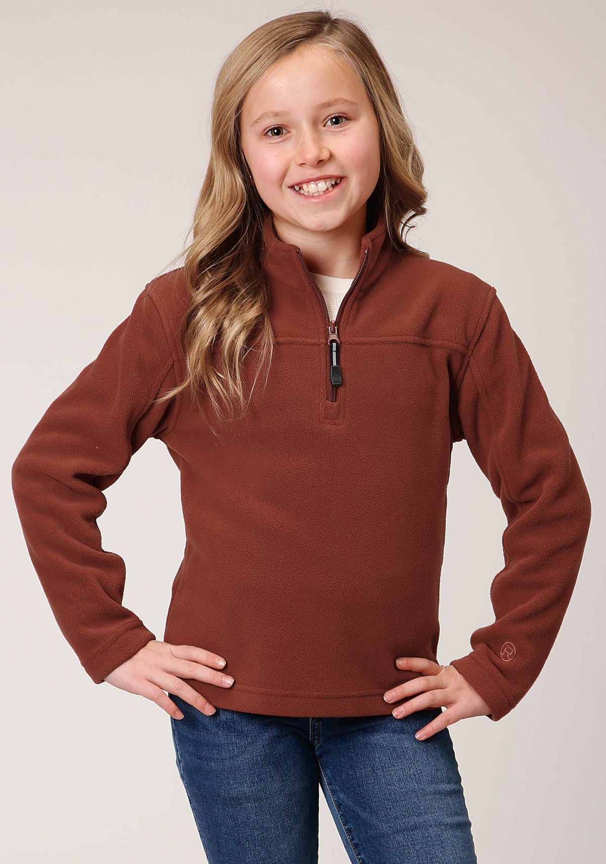 Roper Girls Sienna Rust Micro Polar Fleece Pullover