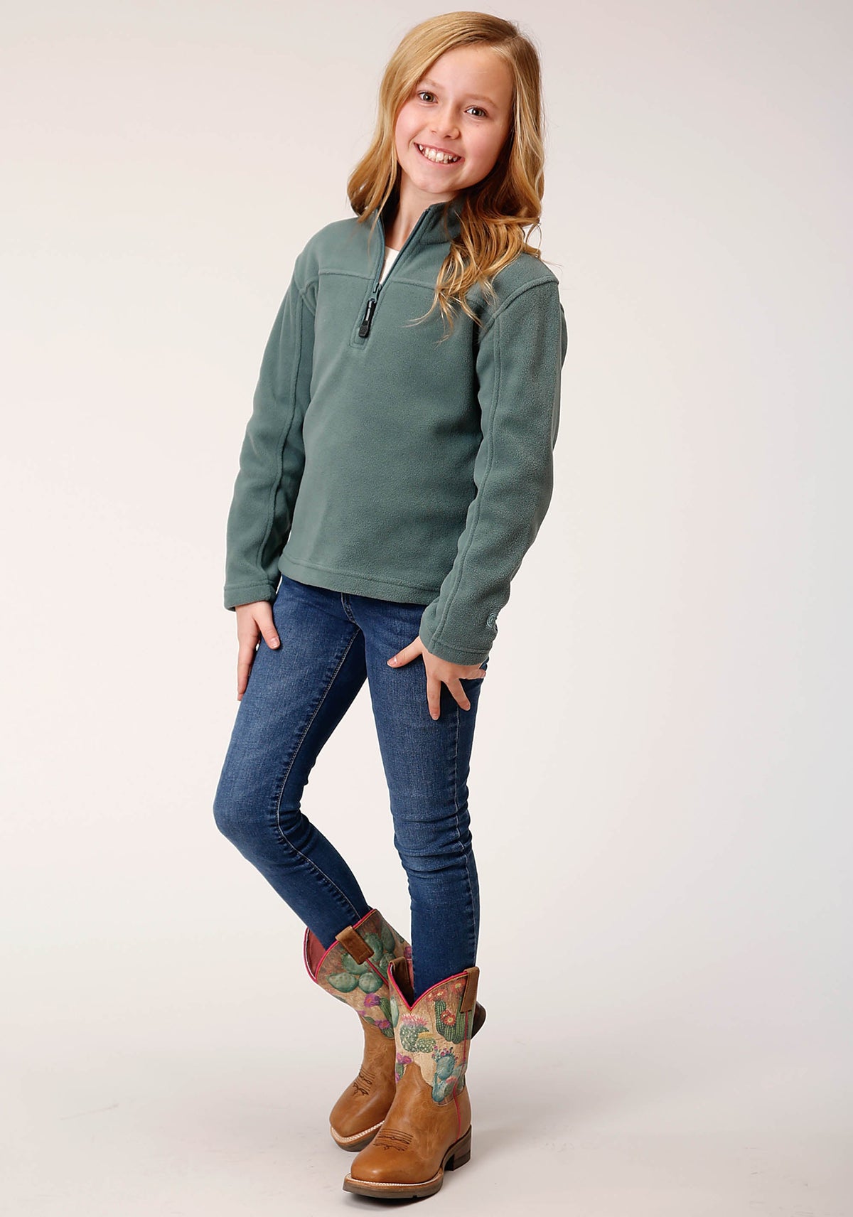 Roper Girls Misty Green Micro Polar Fleece Pullover - Flyclothing LLC