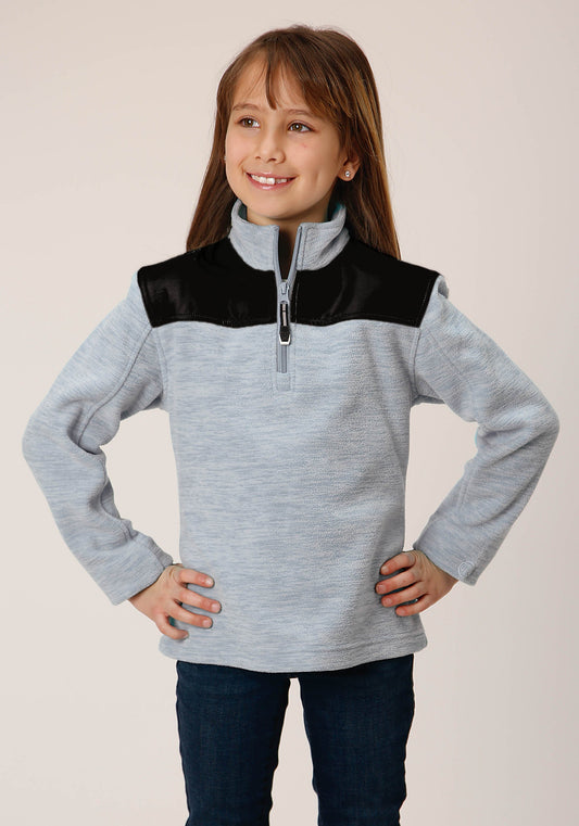 Roper Girls Hthr Grey Micro Polar Fleece Pullover