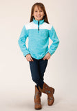 Roper Girls Hthr Turq Micro Polar Fleece Pullover - Flyclothing LLC