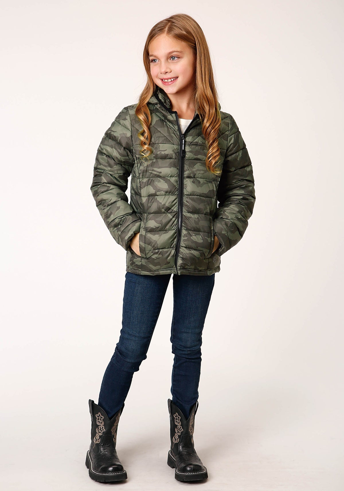 Roper Girls Parachute Camo Hooded Down Jacket - Flyclothing LLC