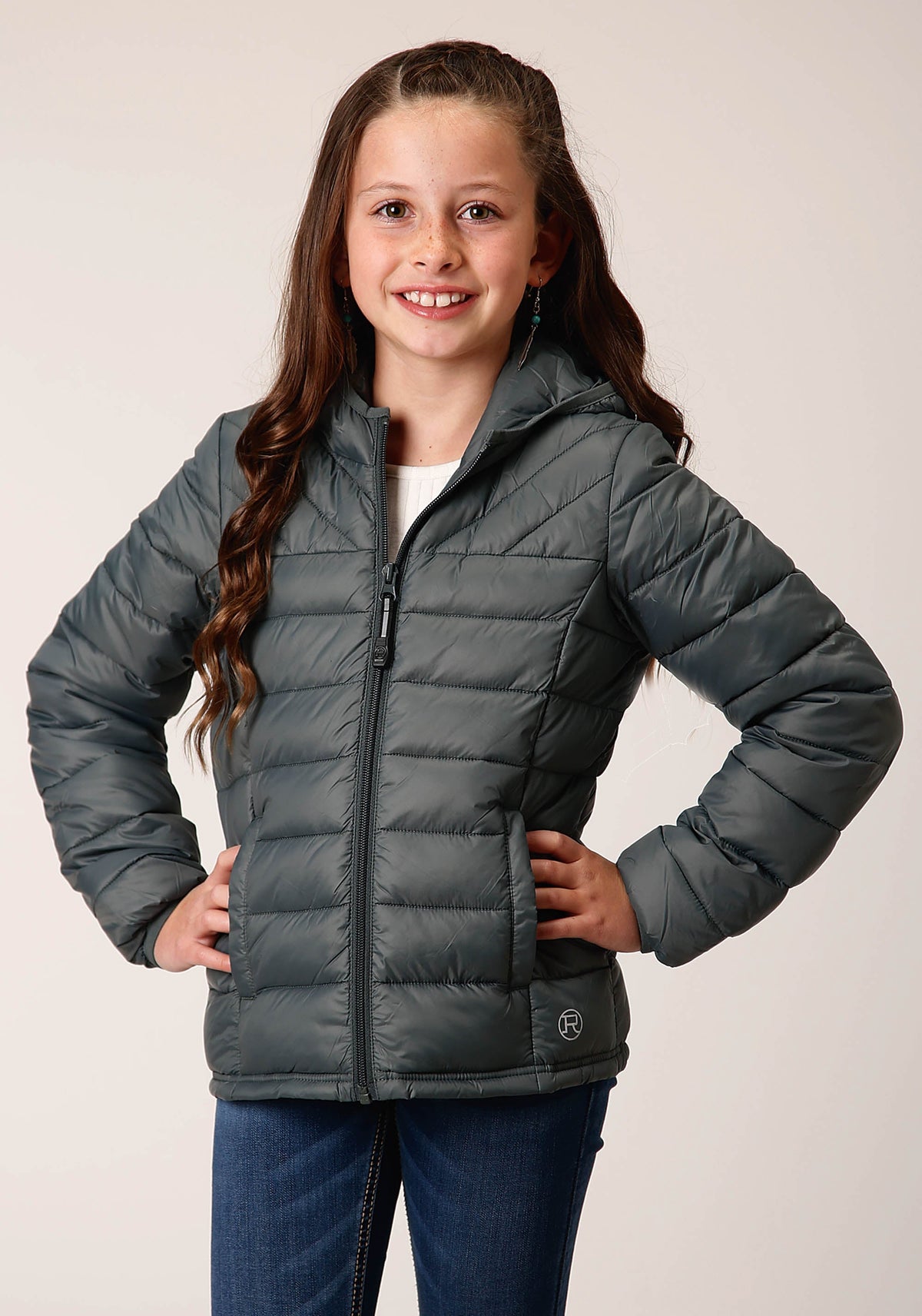 Roper Girls Silver Sage Nylon Parachute Down Jacket