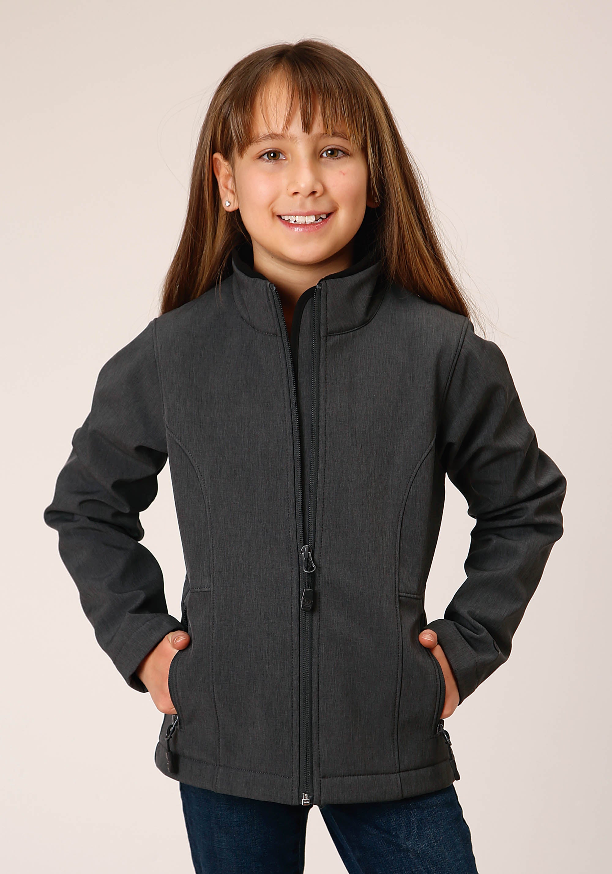 Roper Girls Heather Grey Soft Shell Tech Jacket