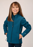 Roper Girls Deep Teal Grid Soft Shell Tech Jacket