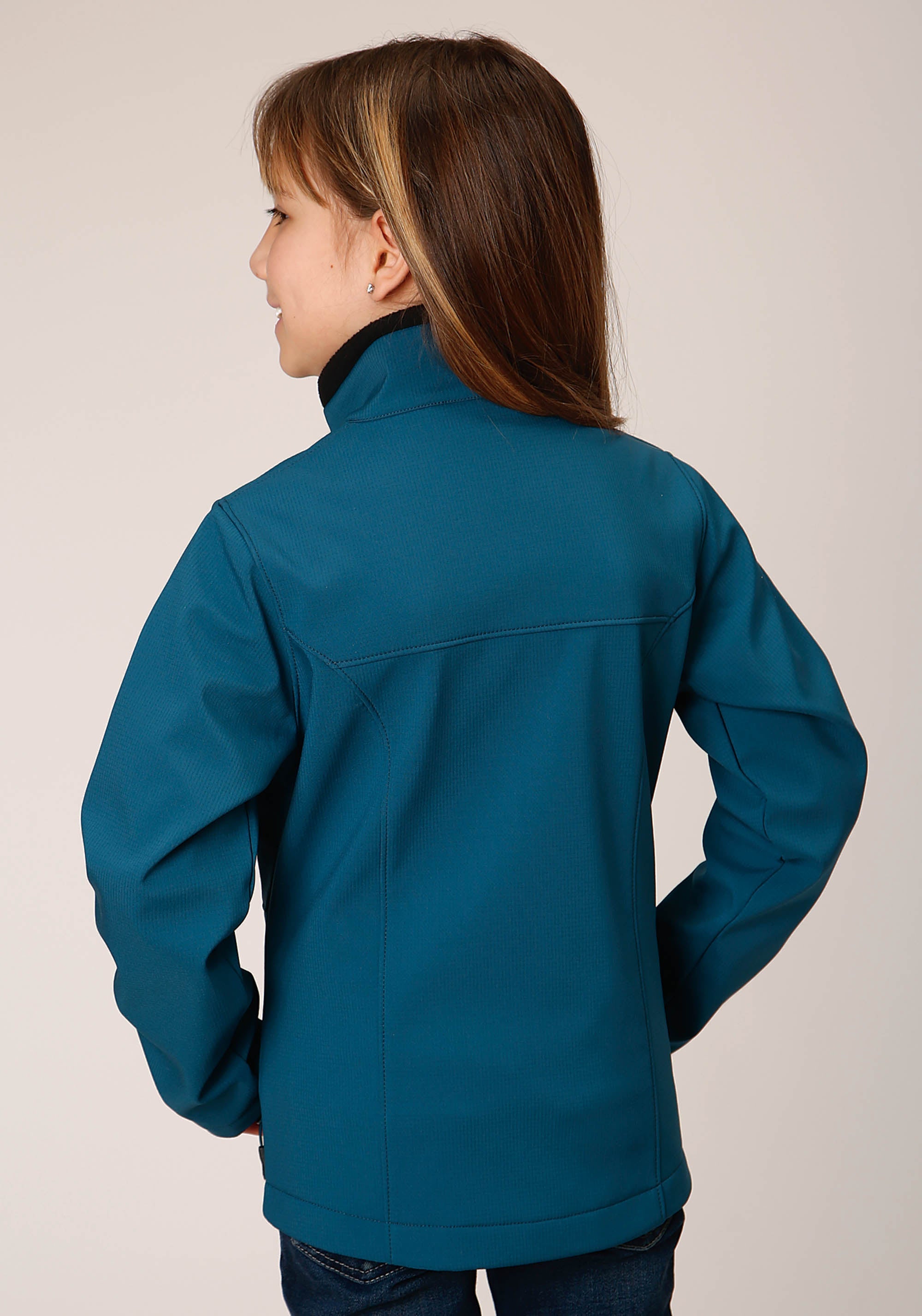 Roper Girls Deep Teal Grid Soft Shell Tech Jacket - Flyclothing LLC