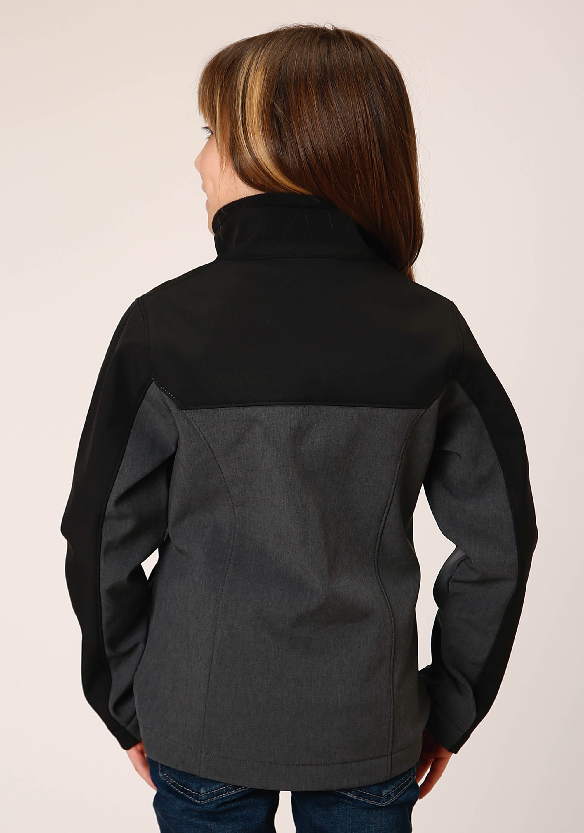 Roper Girls Grey Black Combo Soft Shell Tech Jacket - Flyclothing LLC