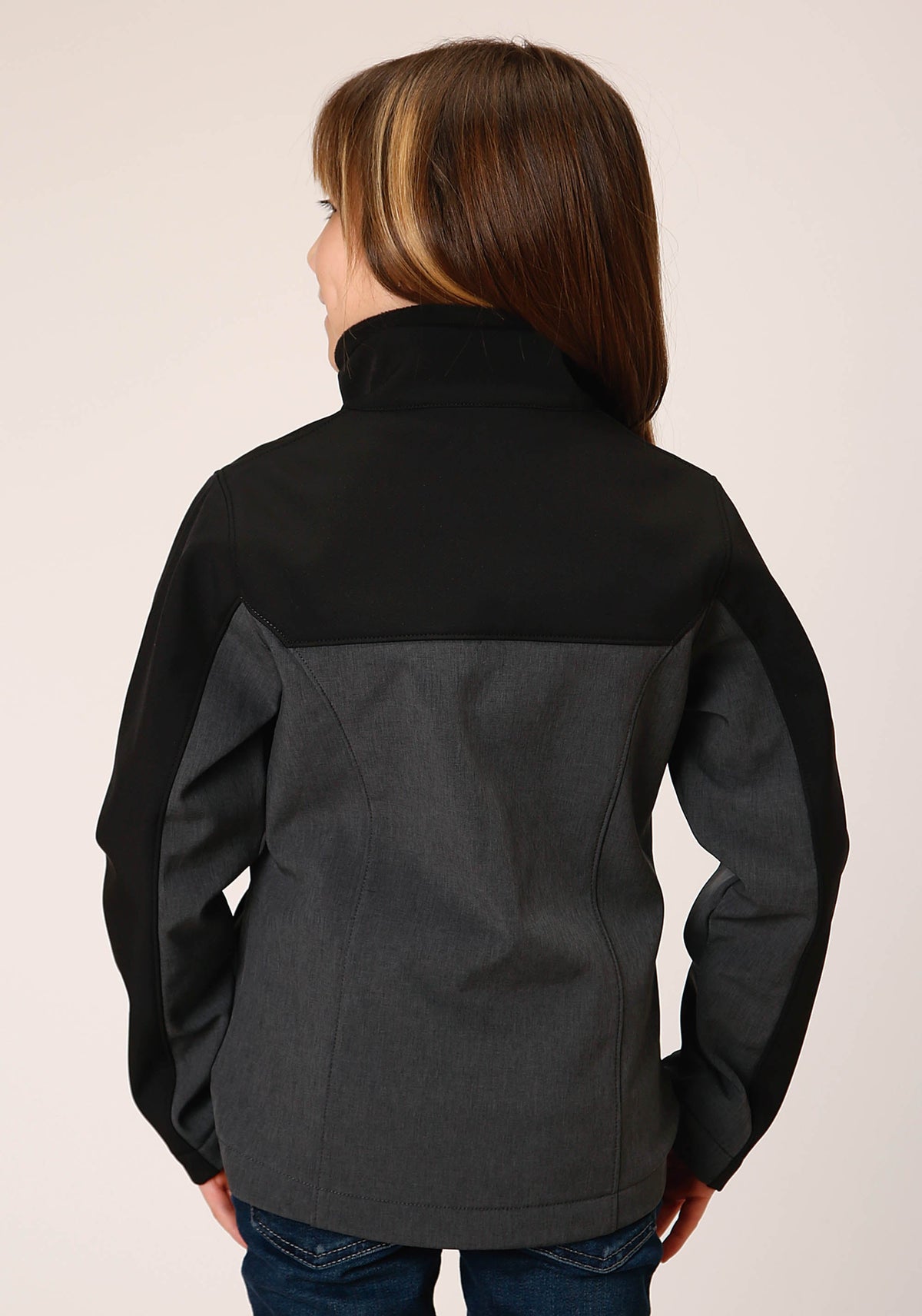 Roper Girls Grey Black Combo Soft Shell Tech Jacket - Flyclothing LLC