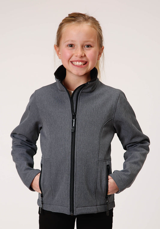 Roper Girls Heathered Grey Softshell Tech Jacket