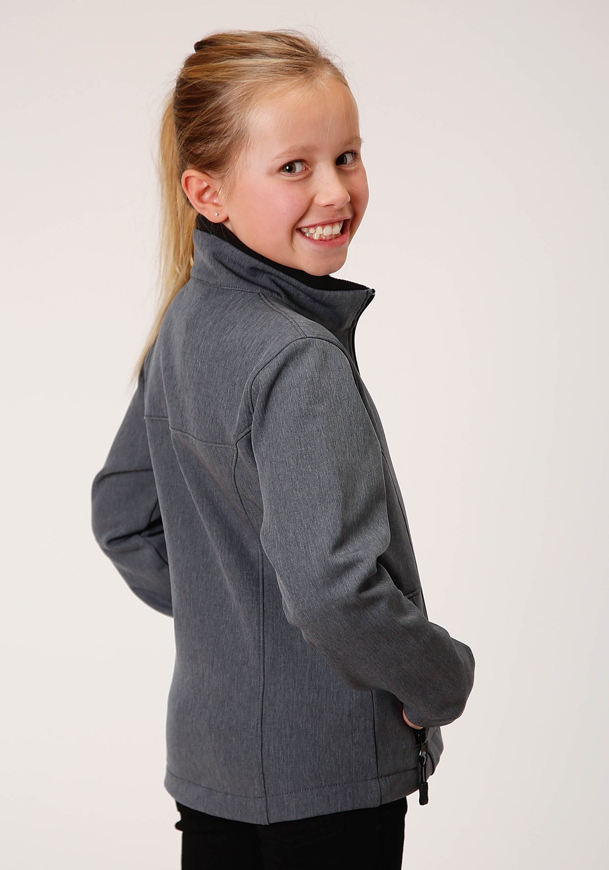 Roper Girls Heathered Grey Softshell Tech Jacket - Flyclothing LLC