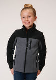 Roper Girls Pieced Grey Black Softshell Tech Jacket