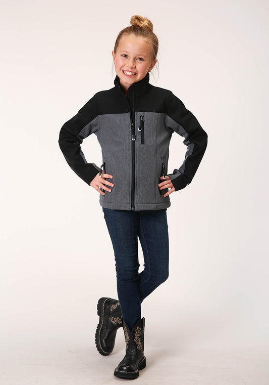 Roper Girls Pieced Grey Black Softshell Tech Jacket - Flyclothing LLC