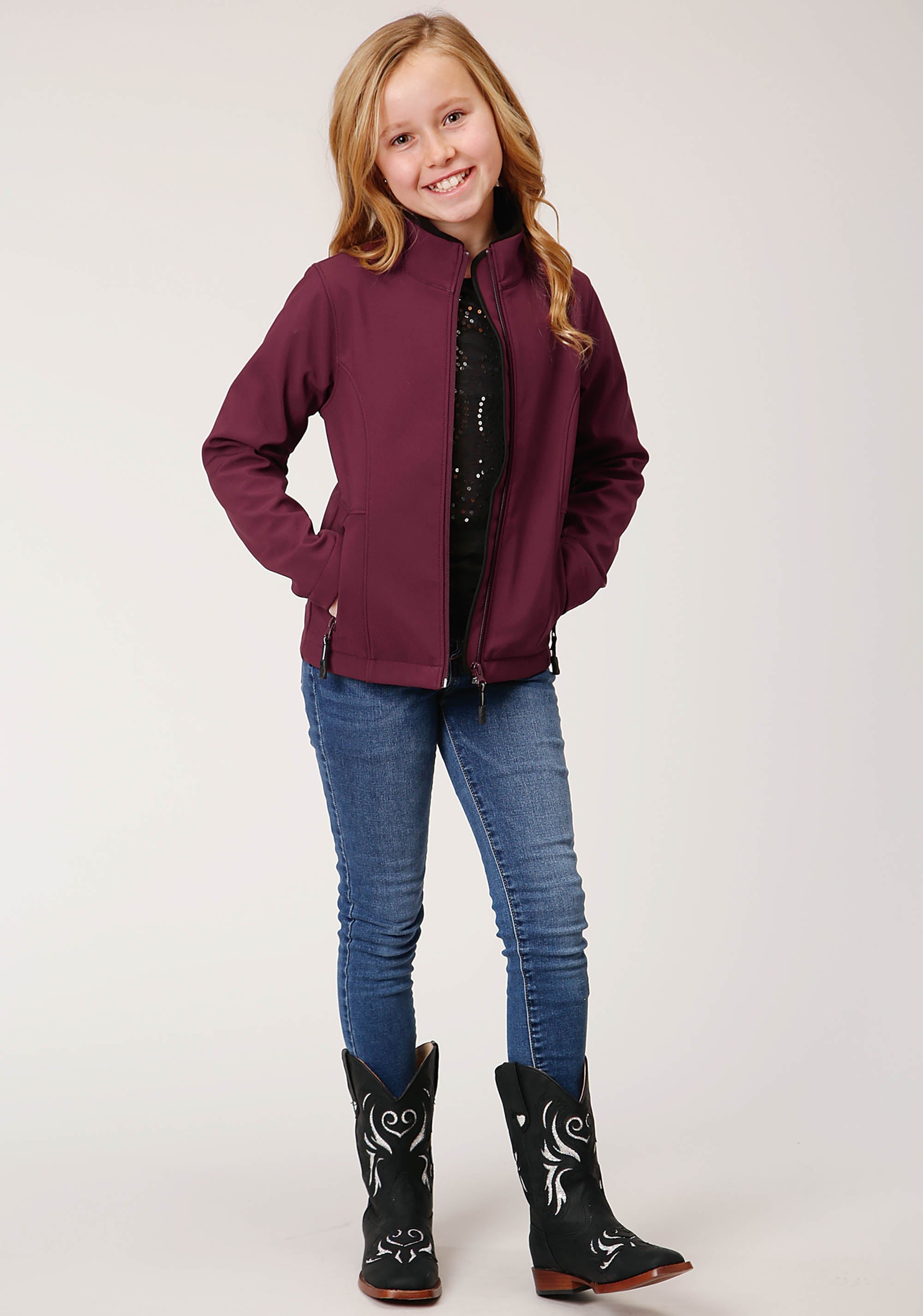 Roper Girls Wine Softshell Tech Jacket - Flyclothing LLC