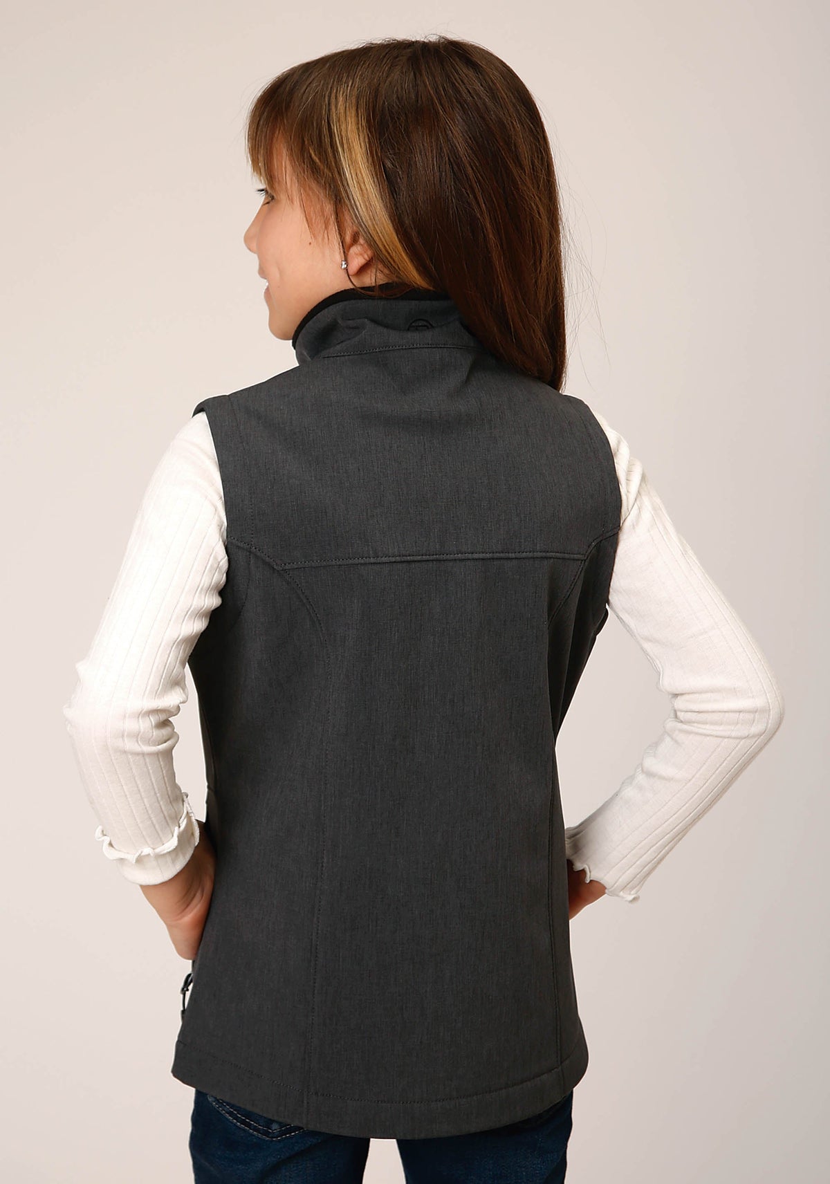 Roper Girls Heather Grey Soft Shell Tech Vest - Flyclothing LLC