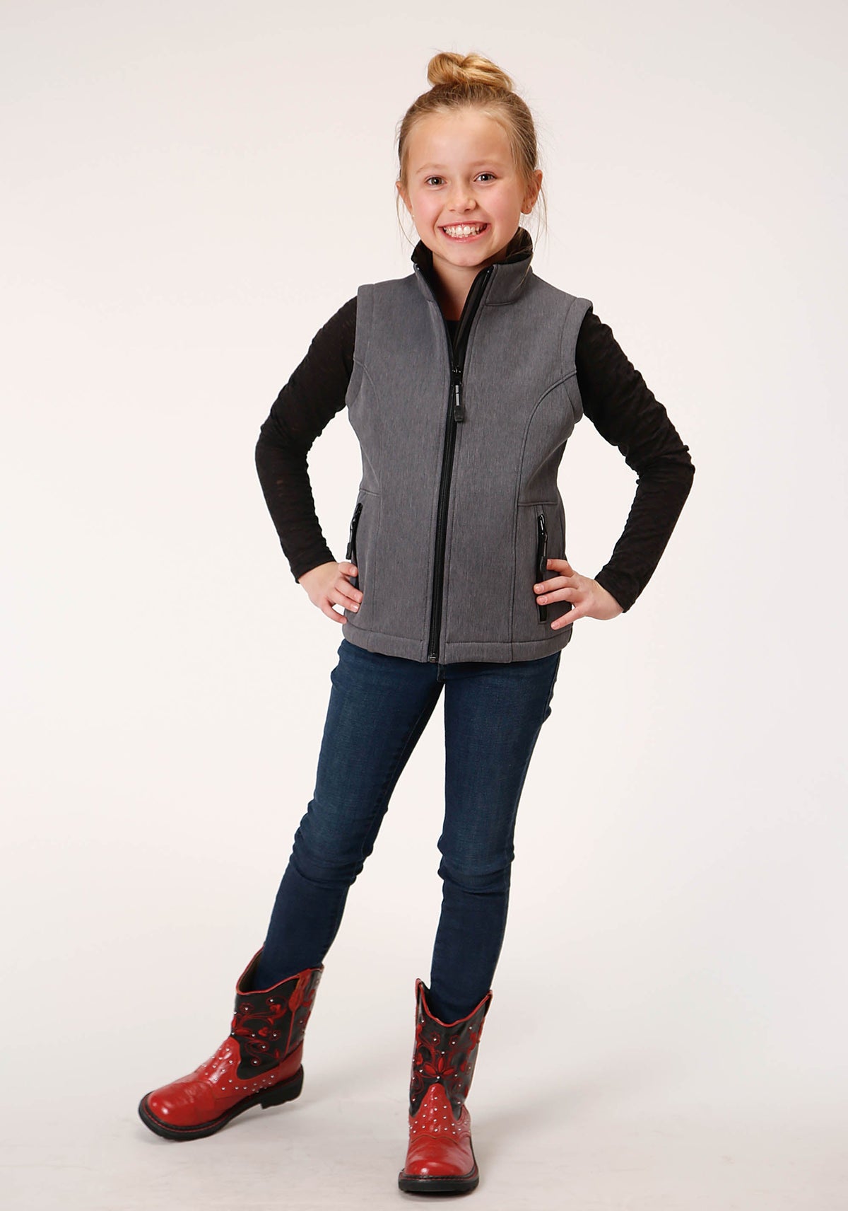 Roper Girls Heathered Grey Softshell Tech Vest - Flyclothing LLC