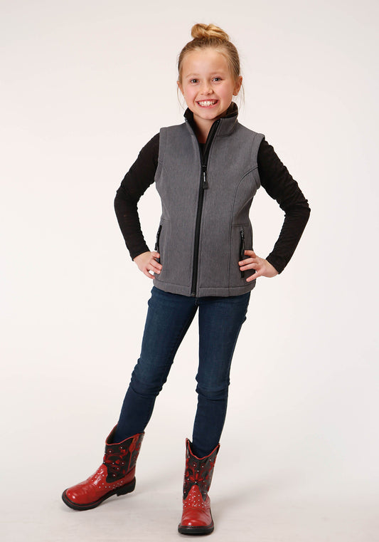 Roper Girls Heathered Grey Softshell Tech Vest - Flyclothing LLC