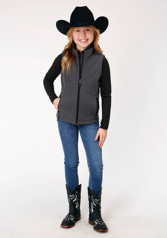 Roper Girls Heather Grey Softshell Tech Vest - Flyclothing LLC